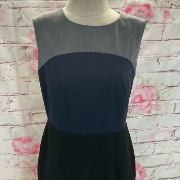 The Limited Women's Sleeveless Colorblock Blue/ Grey/ Black Sheath Dress Size 8 - Picture 2 of 10